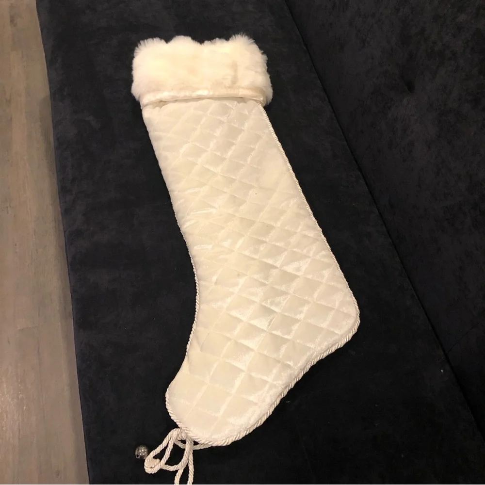 Large White Quilted Christmas Stocking